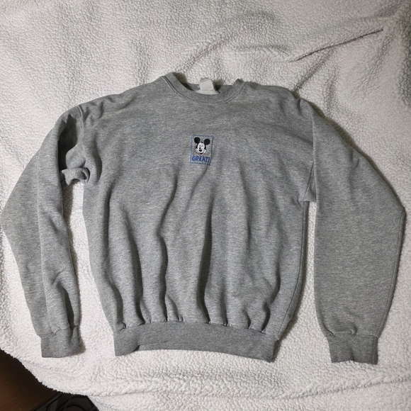 Gray Crewneck Sweater with Embroidered Design - Picture 1 of 13